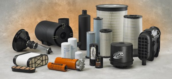 Group of Donaldson products - air, liquid and exhaust (SRG filter, TopSpin, XRB, Duramax, Muffler, liquid filters)
